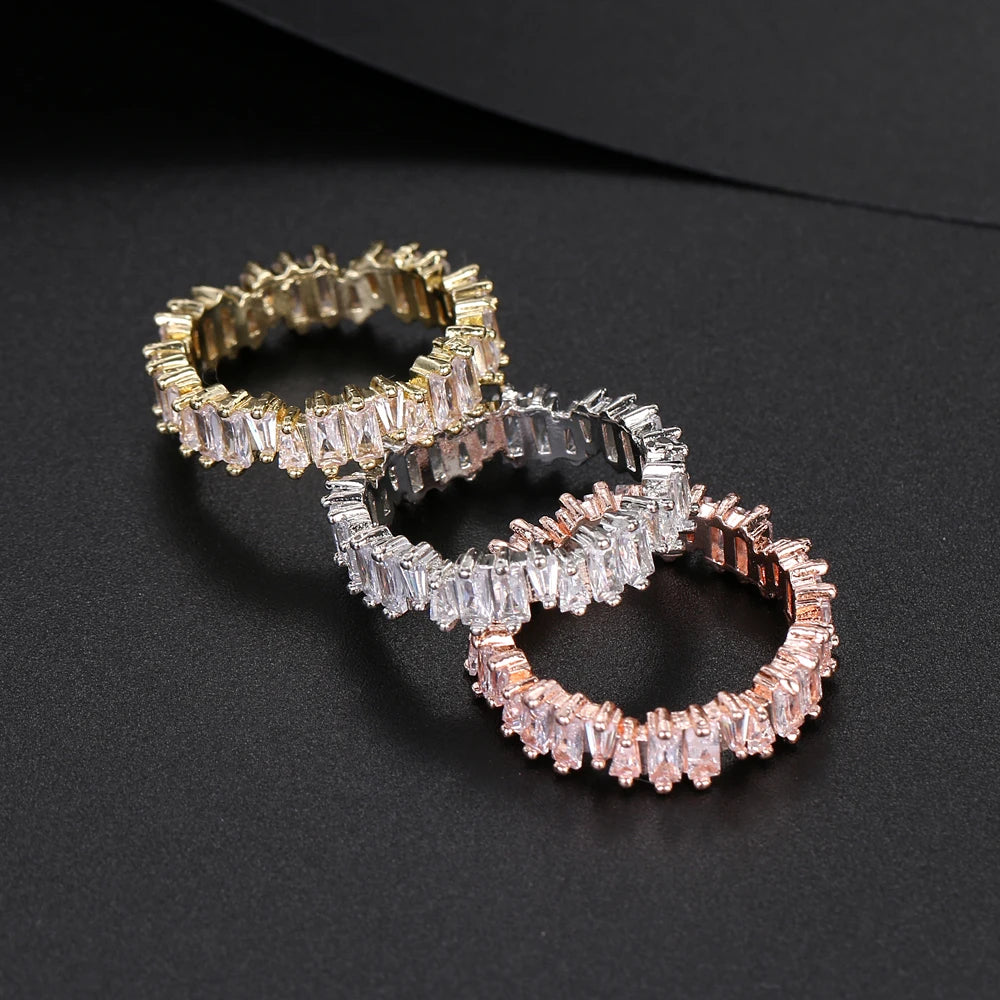 Luxury Female White Crystal Stone  Ring Irregular Zirconia Wedding Rings for Women Trendy Geometric Zircon Engagement Ring