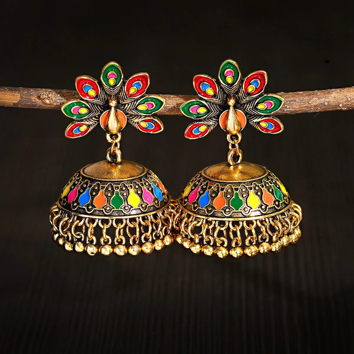 Zenat Trendy Indian Jhumka Charm Stud Earrings