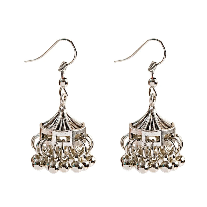 Zenat Silver Color Jhumka Earrings