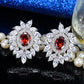 Luxury Feather Shape White Gold Plated Cubic Zirconia Bridal Stud Earrings for Women