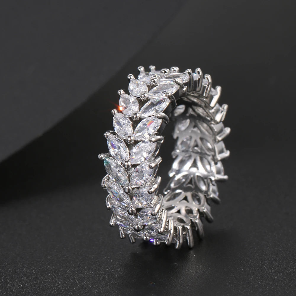 Fashion Luxury Cubic Zirconia Engagement Rings for Women Marquise Crystal Wedding Ring Party Jewelry Gift
