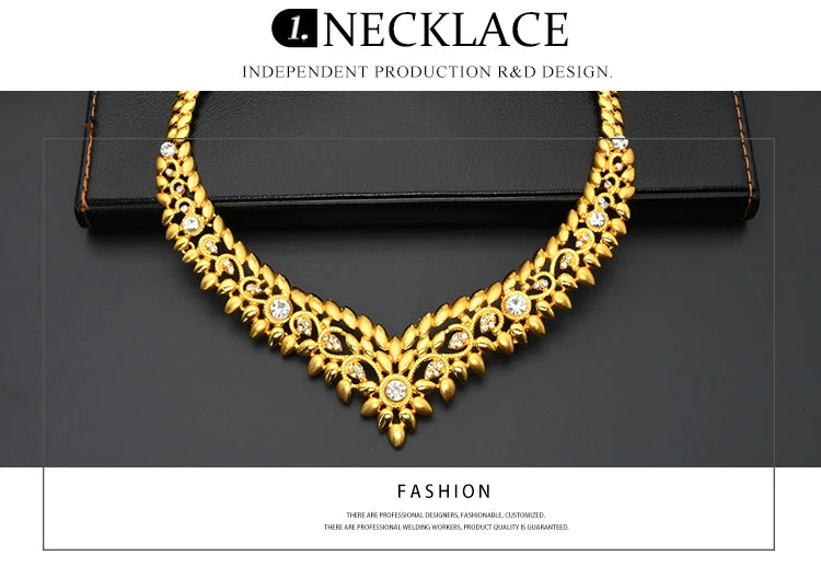 Zenat Dubai Gold Color 24k Luxury Necklace Set
