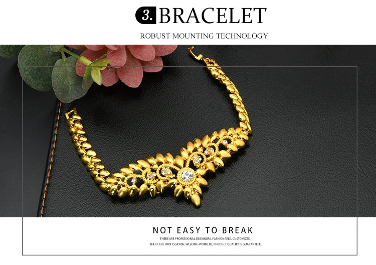 Zenat Dubai Gold Color 24k Luxury Necklace Set