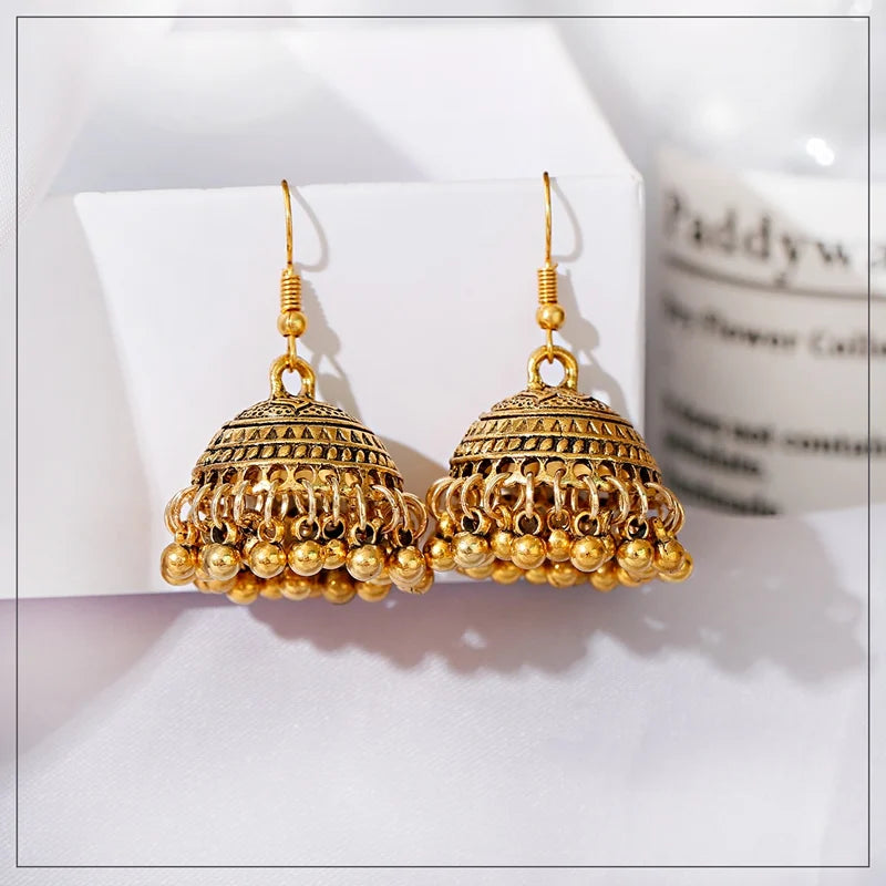 Zenat Silver Color Jhumka Earrings