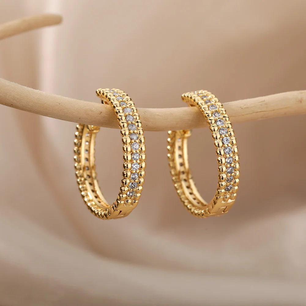 Zenat Round Hoop Stainless Steel Earrings for Women