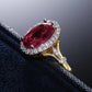 Zenat Huitan Big Oval Rose Red CZ Ring