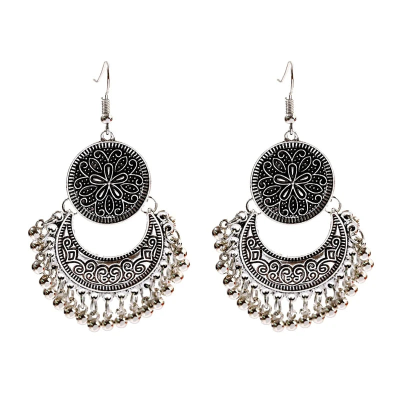 Zenat Silver Color Jhumka Earrings