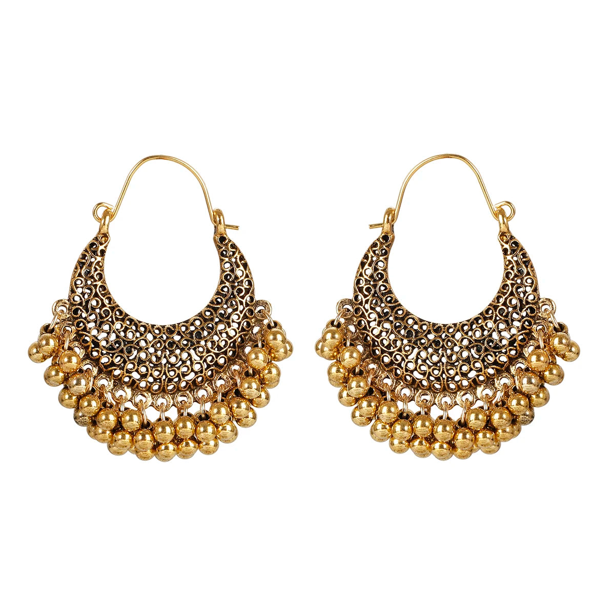 Zenat Retro Boho Silver Tassel Flower Jhumka