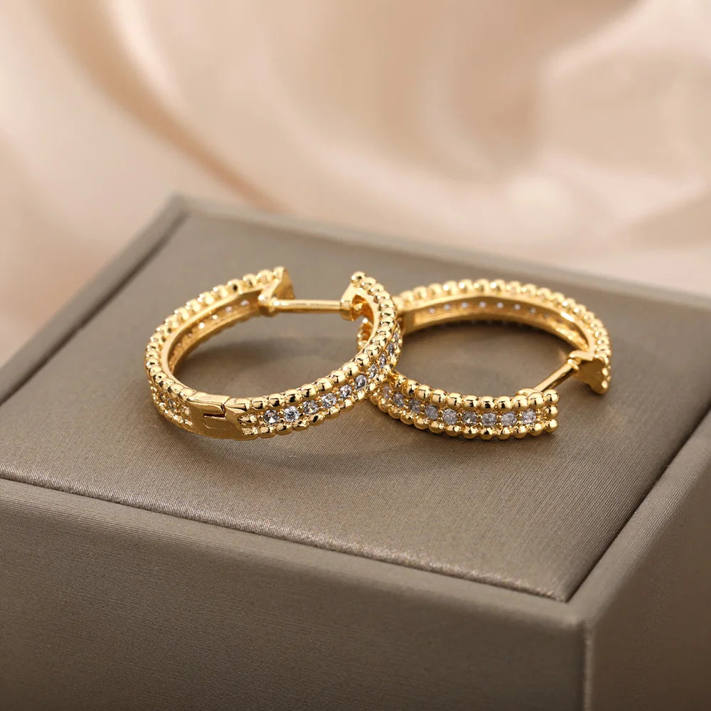 Zenat Round Hoop Stainless Steel Earrings for Women