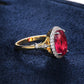 Zenat Huitan Big Oval Rose Red CZ Ring