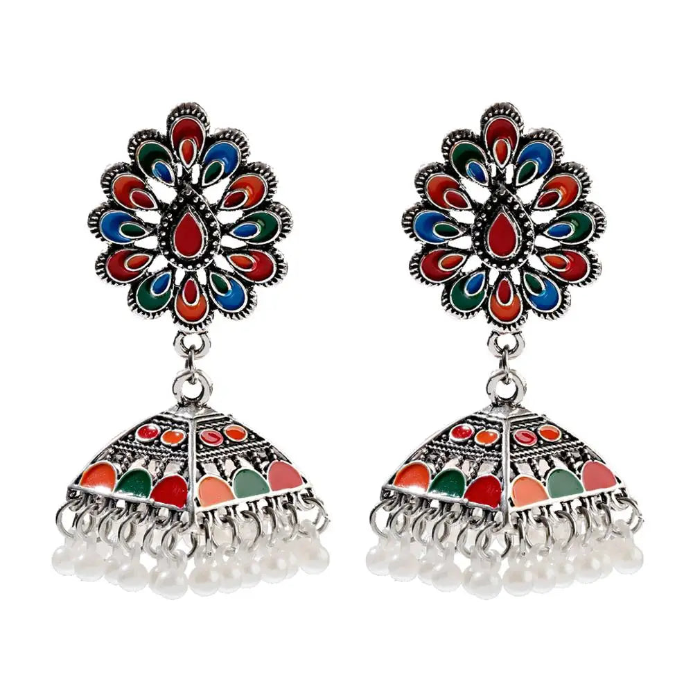 Zenat Trendy Indian Jhumka Charm Stud Earrings