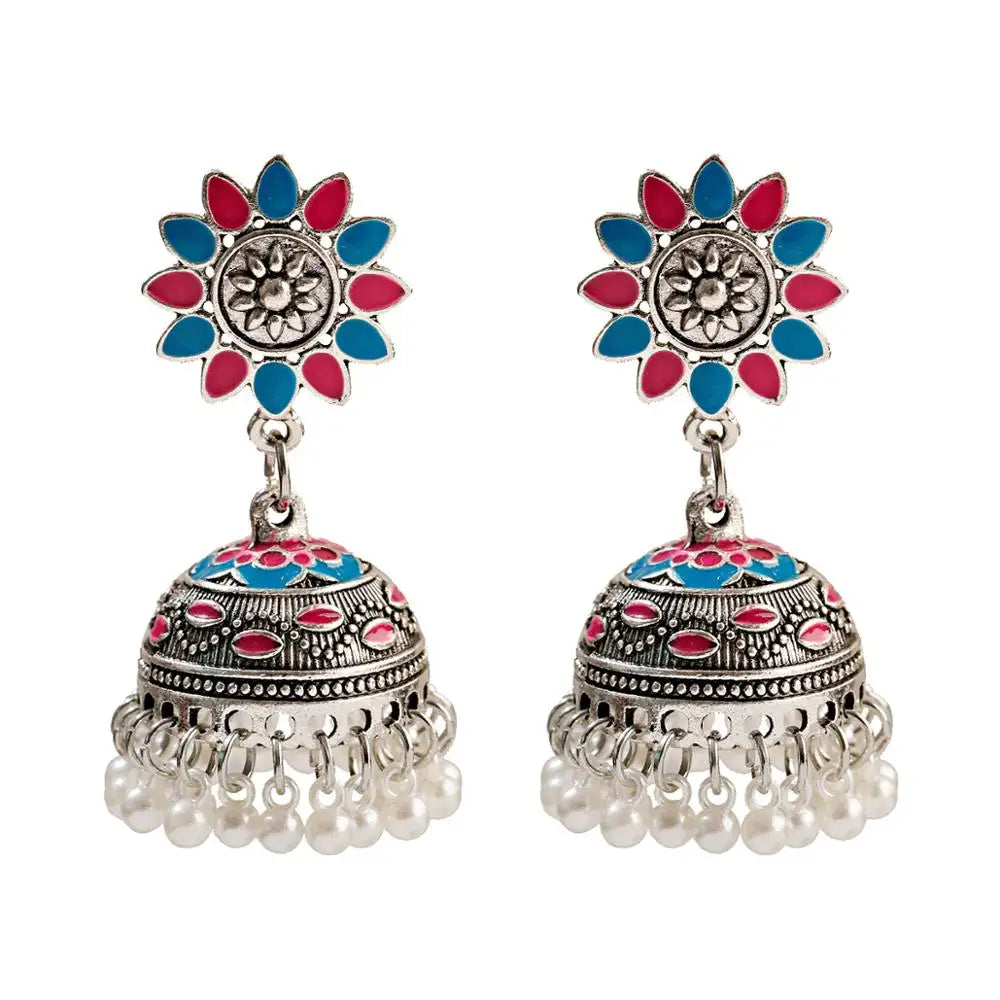 Zenat Trendy Indian Jhumka Charm Stud Earrings
