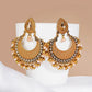 Zenat Retro Green Carved Pearl Tassel Jhumka