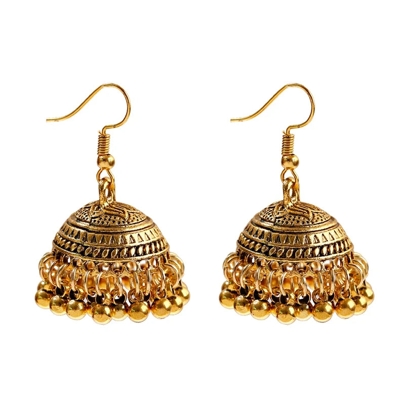 Zenat Silver Color Jhumka Earrings