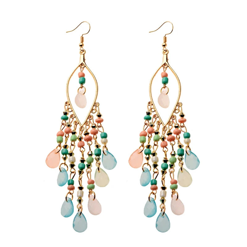 Zenat 2020 Vintage White Bead Tassel Jhumka