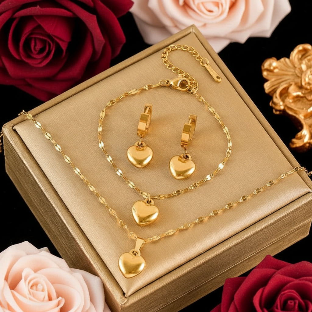 Zenat 316L Stainless Steel Love Necklace Set