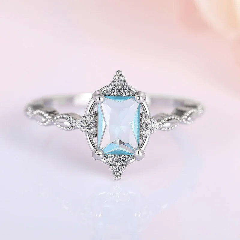 Zenat Sea Blue Cubic Zirconia Women’s Ring