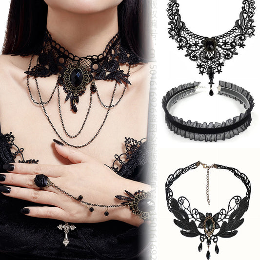 Zenat Korean Velvet Lace Choker Necklace for Women