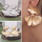 Zenat Geometric Ginkgo Leaf Drop Earrings