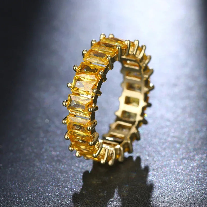 Fashion Luxury Multicolor Charm Zircon Wedding Rings for Women Round Square Stone Party Ring Jewelry