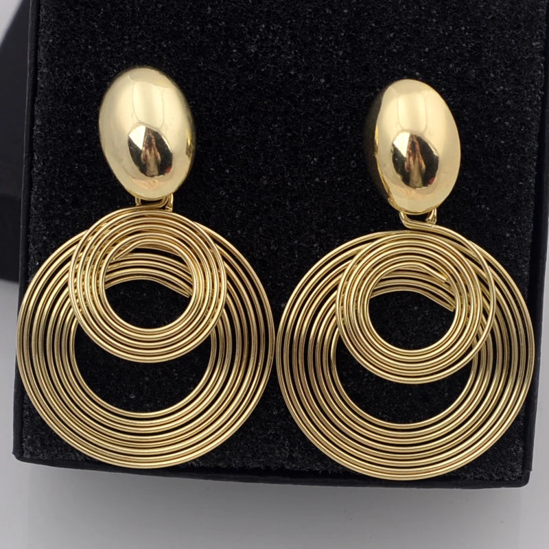 Zenat Big Round Statement Earrings – Gold & Silver