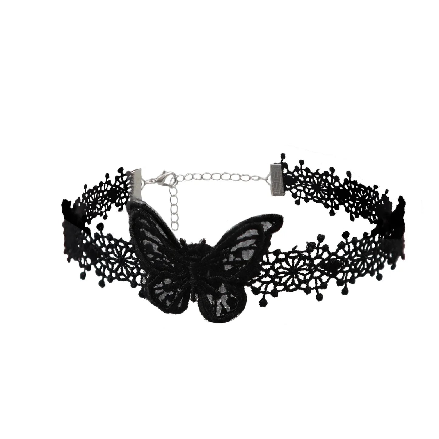 Zenat Neo-Gothic Black Lace Punk Choker Necklace