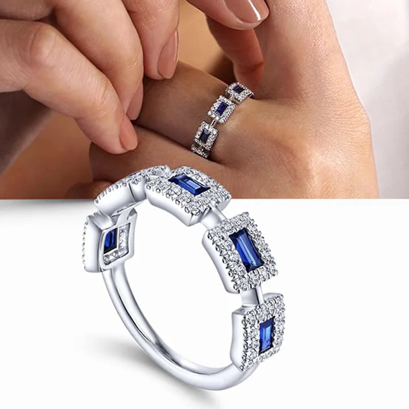 Zenat Luxury Prong Rings – Deep Blue Zircon