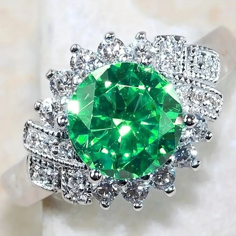 Zenat Colorful Green Cubic Zirconia Rings