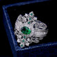 Zenat Green Oval Crystal Party Women's Ring