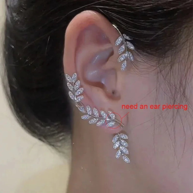 Zenat Silver Leaf Butterfly Clip Earrings – Non-Pierced Sparkle