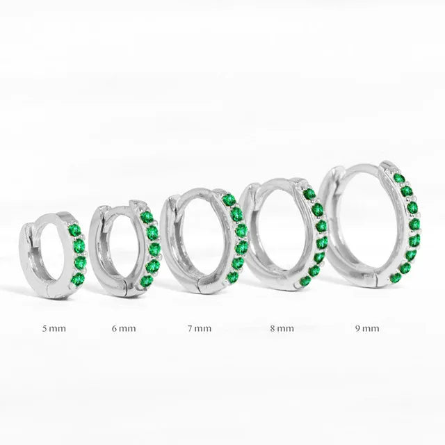 Zenat Rainbow Crystal Hoop Earrings – Minimal Small Huggie