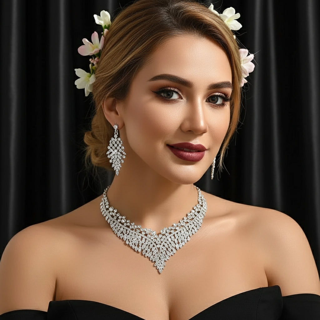 Zenat 3PC Conical Leaf Necklace Set for Dulhan
