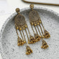 Zenat Retro Geometric Bead Tassel Jhumka Earrings