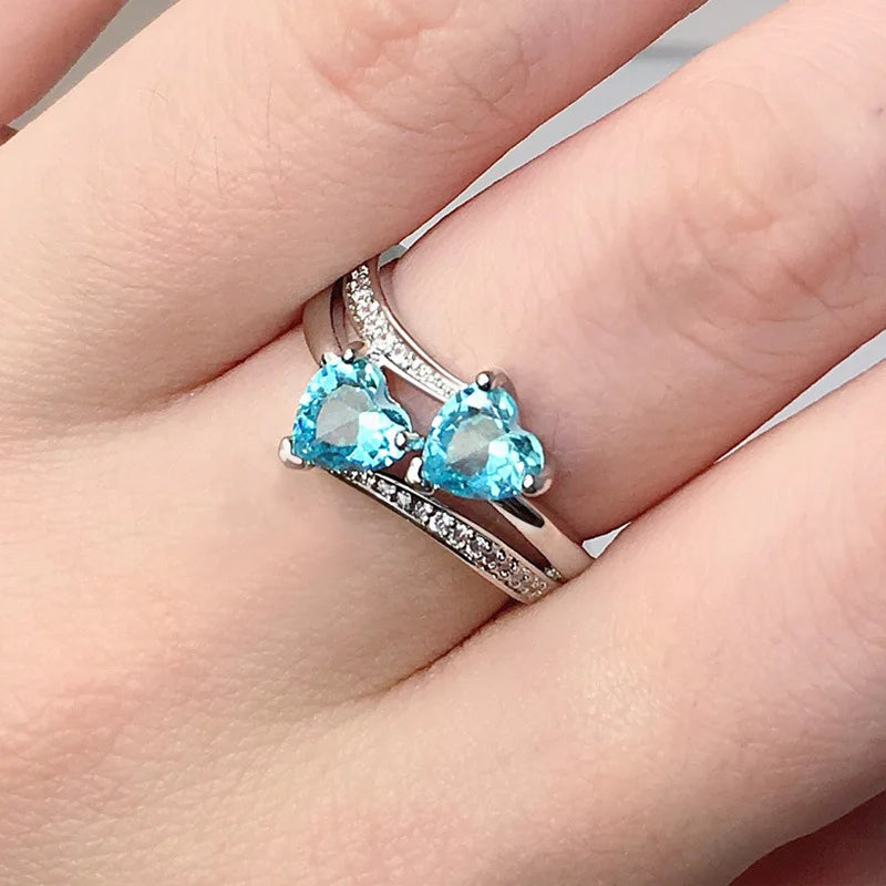 Zenat Sea Blue Cubic Zirconia Women’s Ring