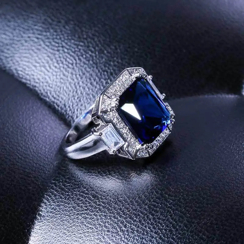 Zenat Luxury Prong Rings – Deep Blue Zircon