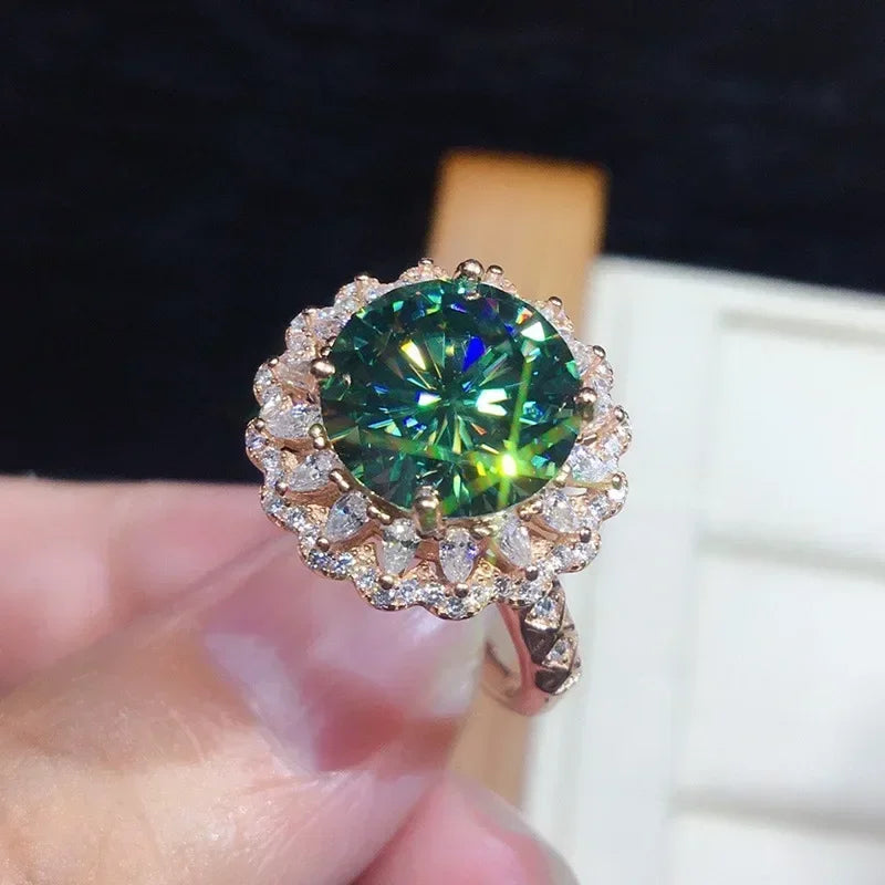 Zenat Green Oval Crystal Party Women's Ring