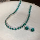 Fashion Trend Unique Design Elegant Delicate Light Luxury Green Zircon Necklace Women Jewelry Party Premium Stud Earrings Gift