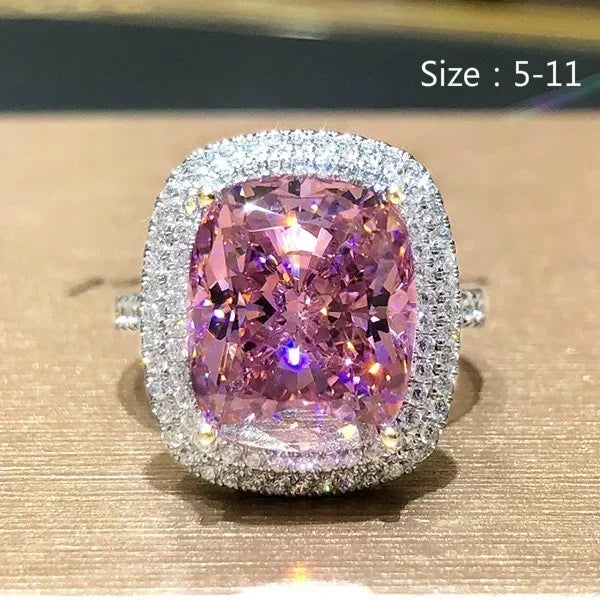 Zenat Pink Zirconia Trendy Sweet and Romantic Engagement Rings