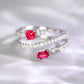2025 New Elegant Red Corundum Ring with Extra Large Zircon Fashion Party Jewelry Flower Dove Egg Shining First