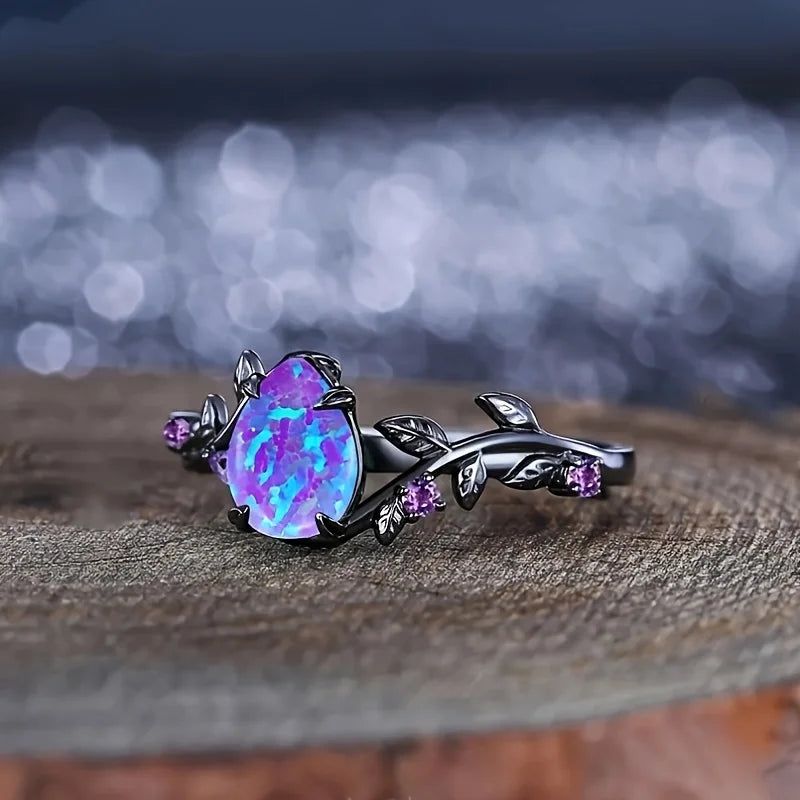 Zenat Opal Leaf Style Ring – Trendy Chic