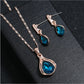 Zenat 3PC Waterdrop Rhinestone Necklace & Earrings Set