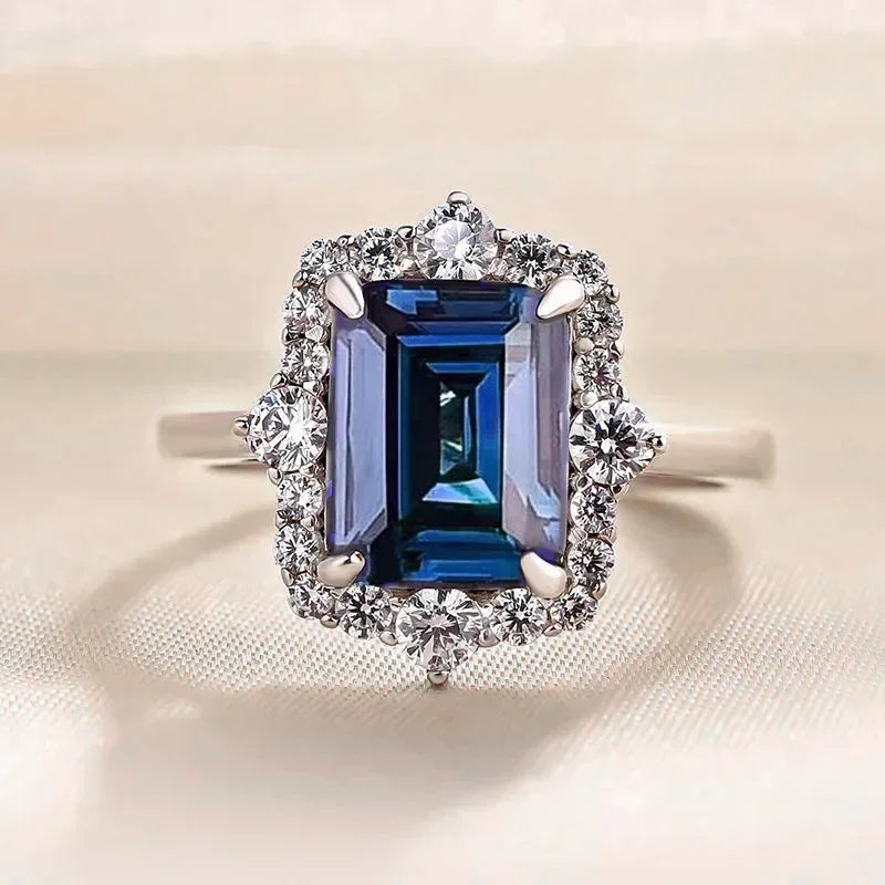 Zenat Blue Cube Zircon Elegant Ring