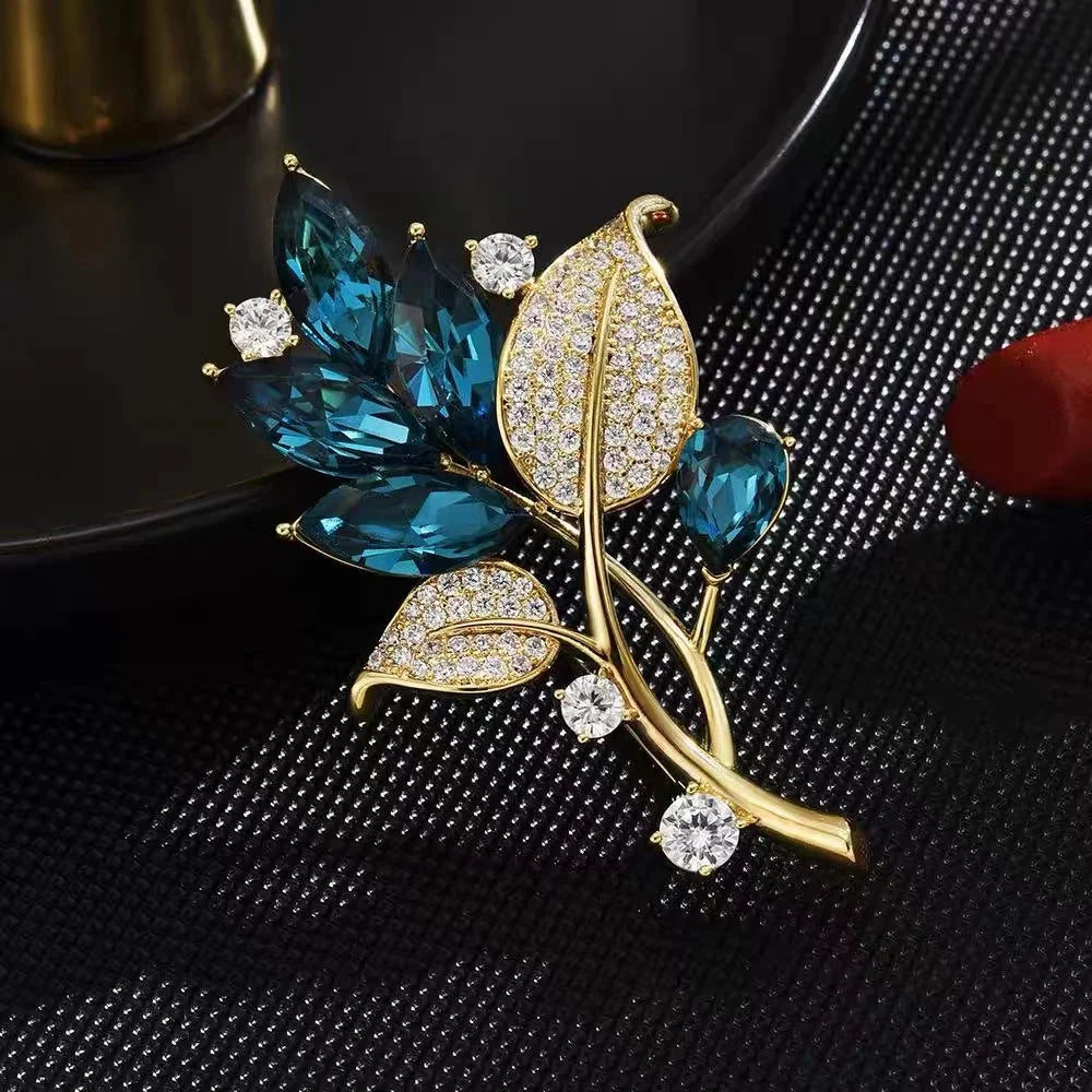 Zenat Sweet Flower Rhinestone Lapel Pin Brooch