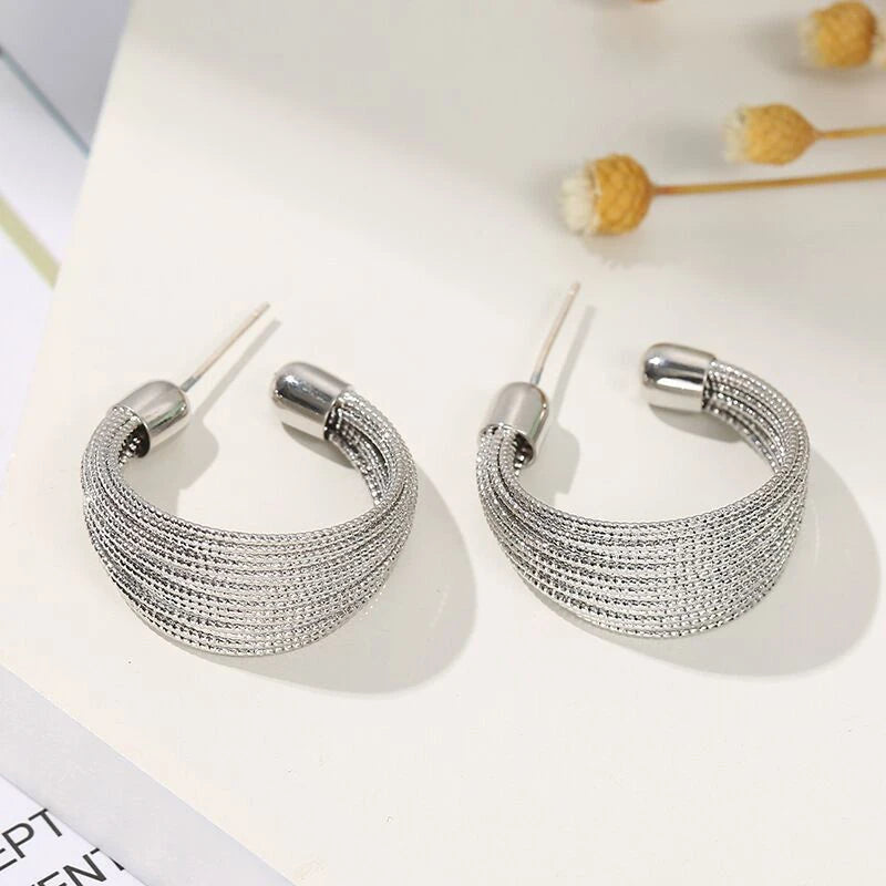 Zenat Big Hoop Earrings – Geometric Layered Luxury Drop