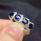 2025 New Blue Cube Zircon Ring Fashionable and Elegant High End Women's Bridal Wedding Luxury Personalized Jewelry Accessories