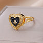 Zenat Gold Zircon Adjustable Stainless Steel Ring