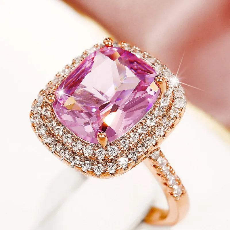 Zenat Pink Cubic Zirconia Ring for Women