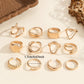 Zenat 12-Piece Metallic Smooth Rings for Women