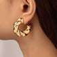 Gold Color Crystal Stone Hoop Earrings Twisted Metal Shape Silver Plating New Fashion Women Earrings Party Jewelry Birthday Gift