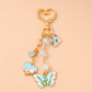 Cute Enamel Flower Butterfly Keychain Women Girls Love Heart Key Ring Pendants Handbag Decor DIY Handmade Jewelry Gifts